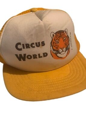 True Vintage 1980s Circus World Toy Store Hat 1986 Tiger as is